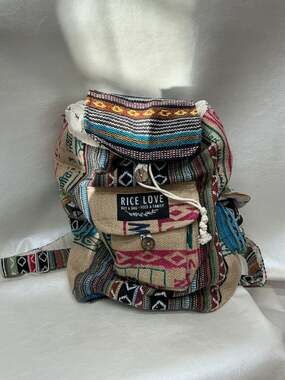 Rice Love Recycled Rice Sack Boho Travel Backpack